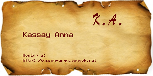 Kassay Anna névjegykártya